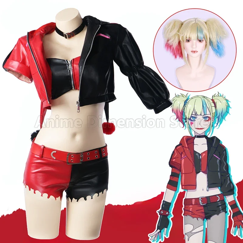 Harleen Quinzel Cosplay Costumes Wig Anime Suicide Uniform Female Squad Quinn Halloween Carnival Party Dresses