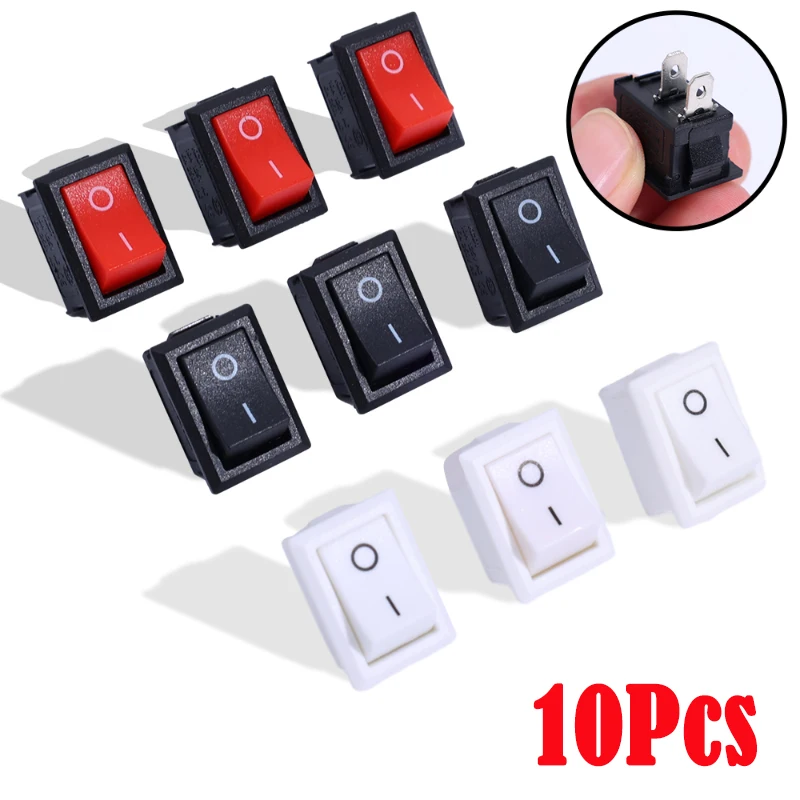 5/10Pcs Push Button Switch Black Red White Snap In Switches Button Universal 10*15mm on-off Switch Rocker Tools Accessories