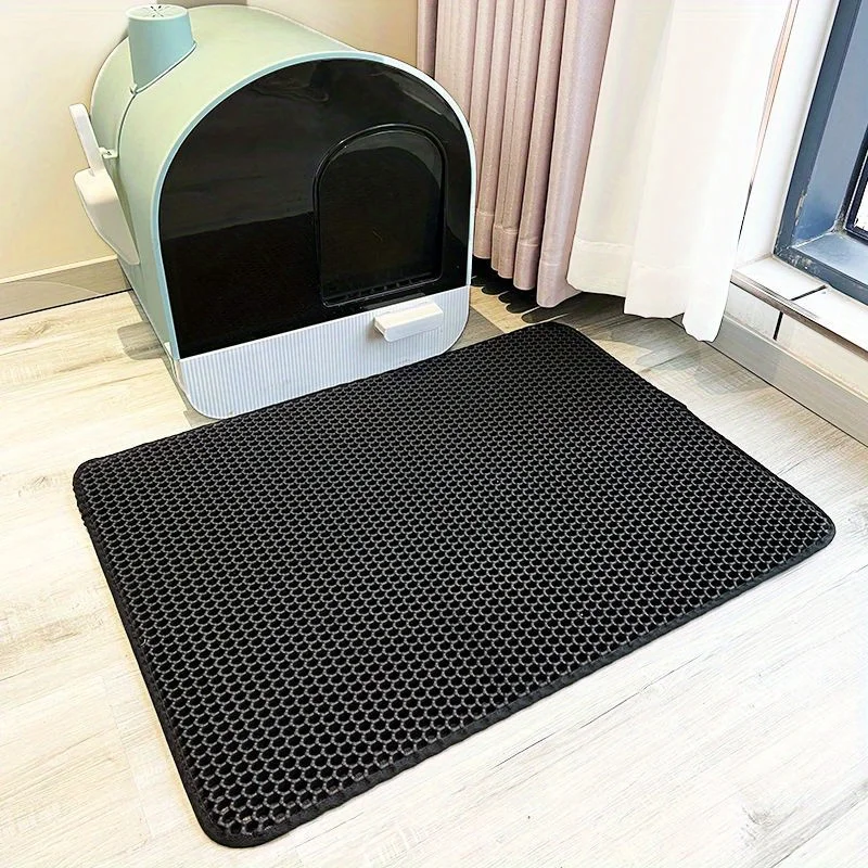 1pc, Cat Litter Mat, Cat Waterproof Litter Trapping Mat,Double Layer Filter Washable Non Slip Cat Mat For Cleaning, Pet Supplies