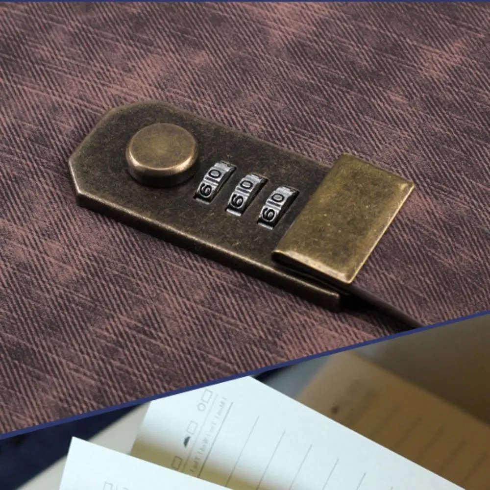 PU Leather Cover Diary Book with Lock Simple Atmosphere with Coded Lock Password Lock Notebook Soft Leather Simple A5 Notebook