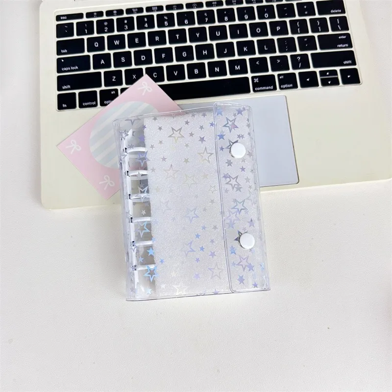 

A7 Budget Binder Cover Clear Glitter PVC Binder Refillable Notebook for Photos Pictures Albums Organizer Planner Folder