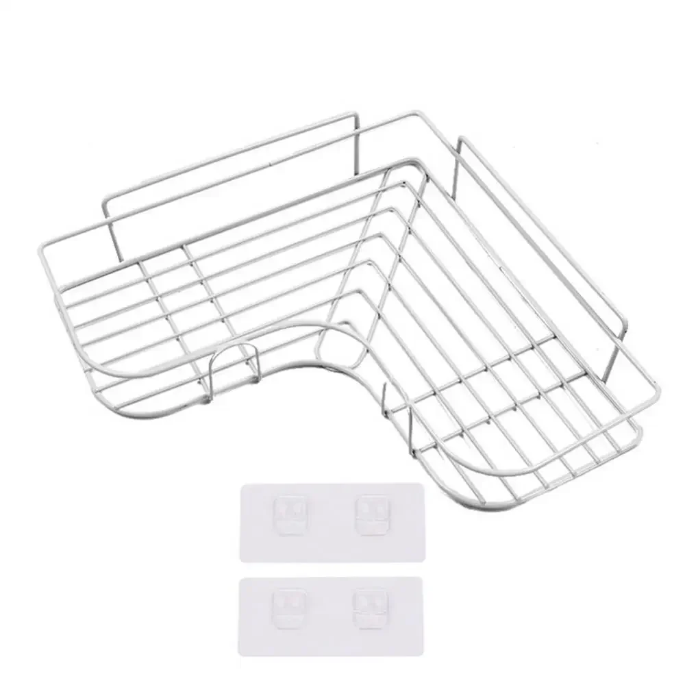 Bathroom Shelf Without Drilling Iron Shower Shelves Shampoo Storage Rack Cosmetic Holder Wall Mounted Shower Organizer Hardware