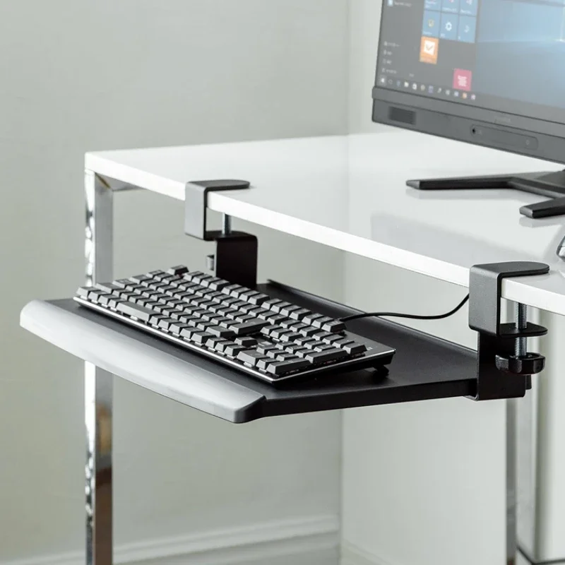 Keyboard bracket No punching slide rail card clip Under table tray Keyboard mouse storage rack