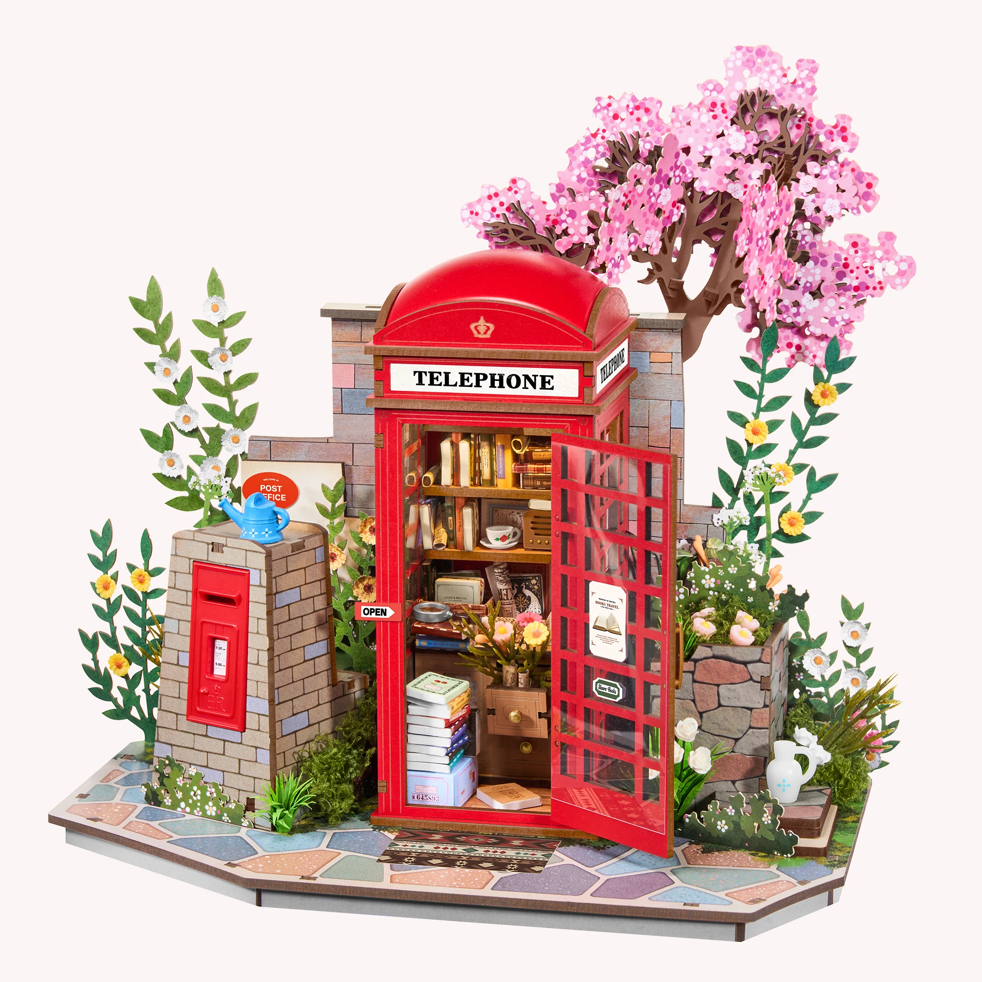 

ROBOTIME Rolife Blossom Book Booth 3D Wooden Puzzle London Style Heartwarming Birthday Gift for Women Girls