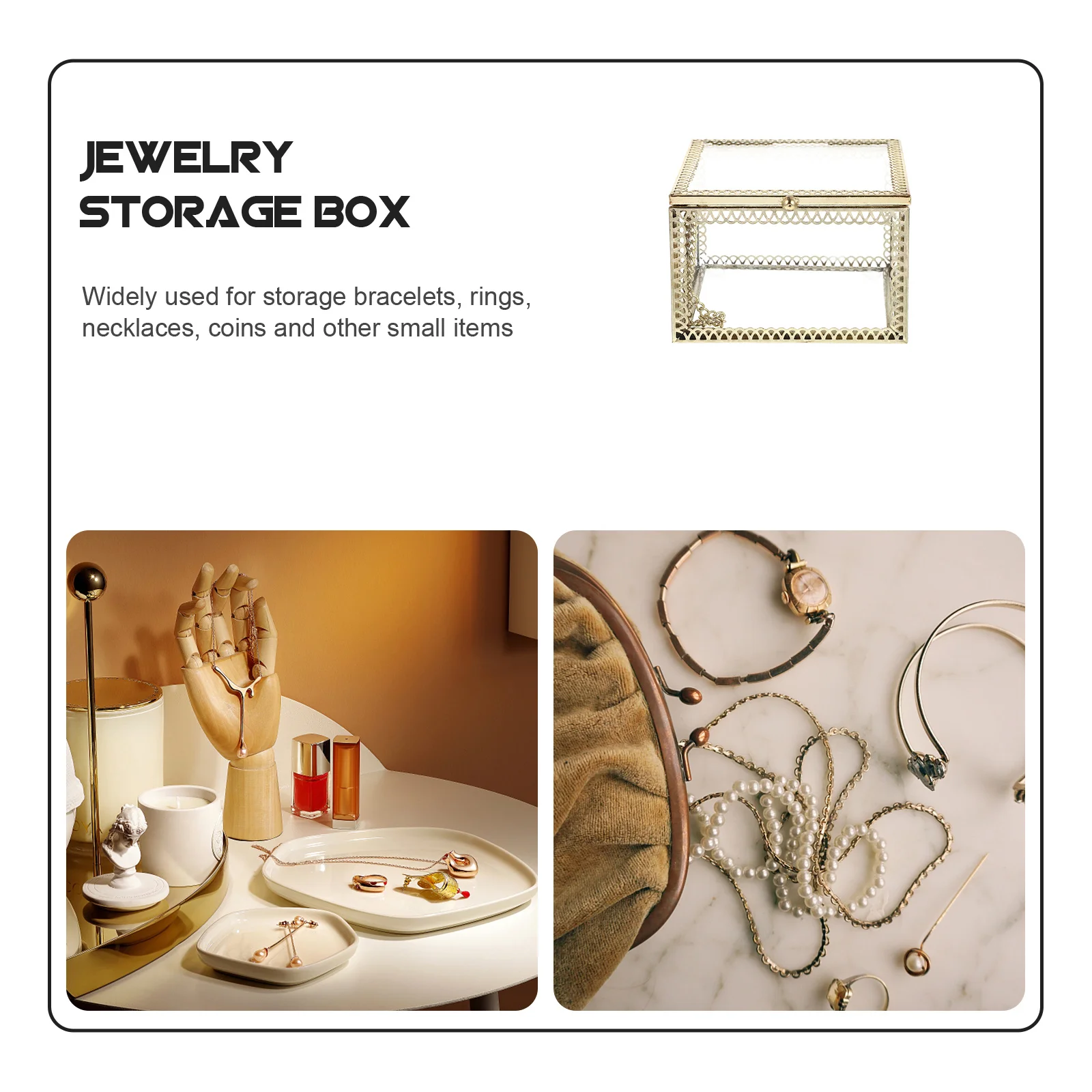 

Коробка для хранения ювелирных изделий с геометрическим рисунком, прозрачный акриловый настольный органайзер для серег, колец, ожерелья, декоративный подарок