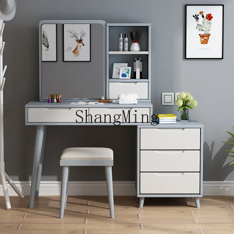 DHY all solid wood retractable dresser chest cabinet makeup table bedside table cream wind bedroom