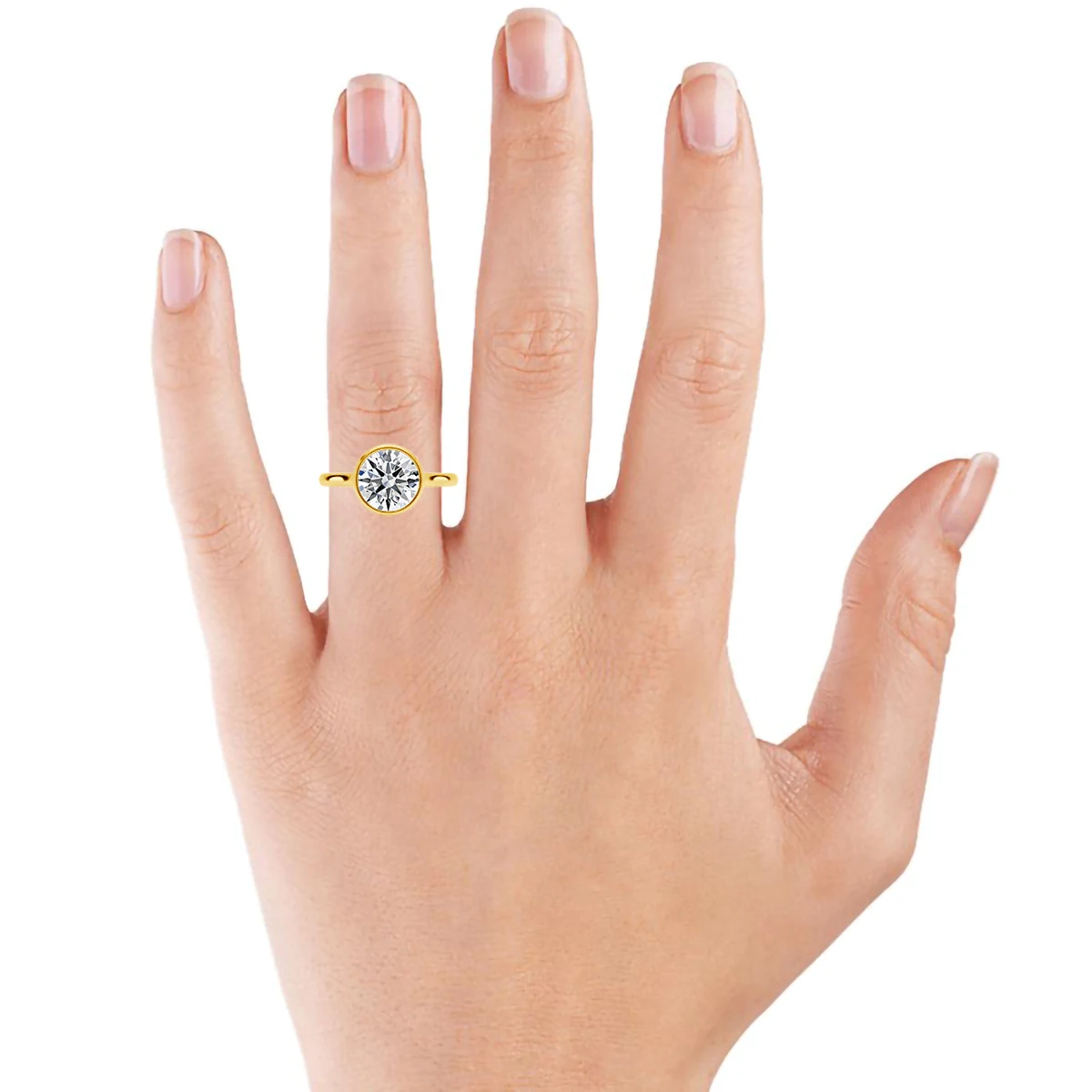 Classic Engagement Wedding Ring 14K Yellow Gold for Women Hollow Au585 Round Cut D Color Lab Moissanite Diamond Band Jewelry