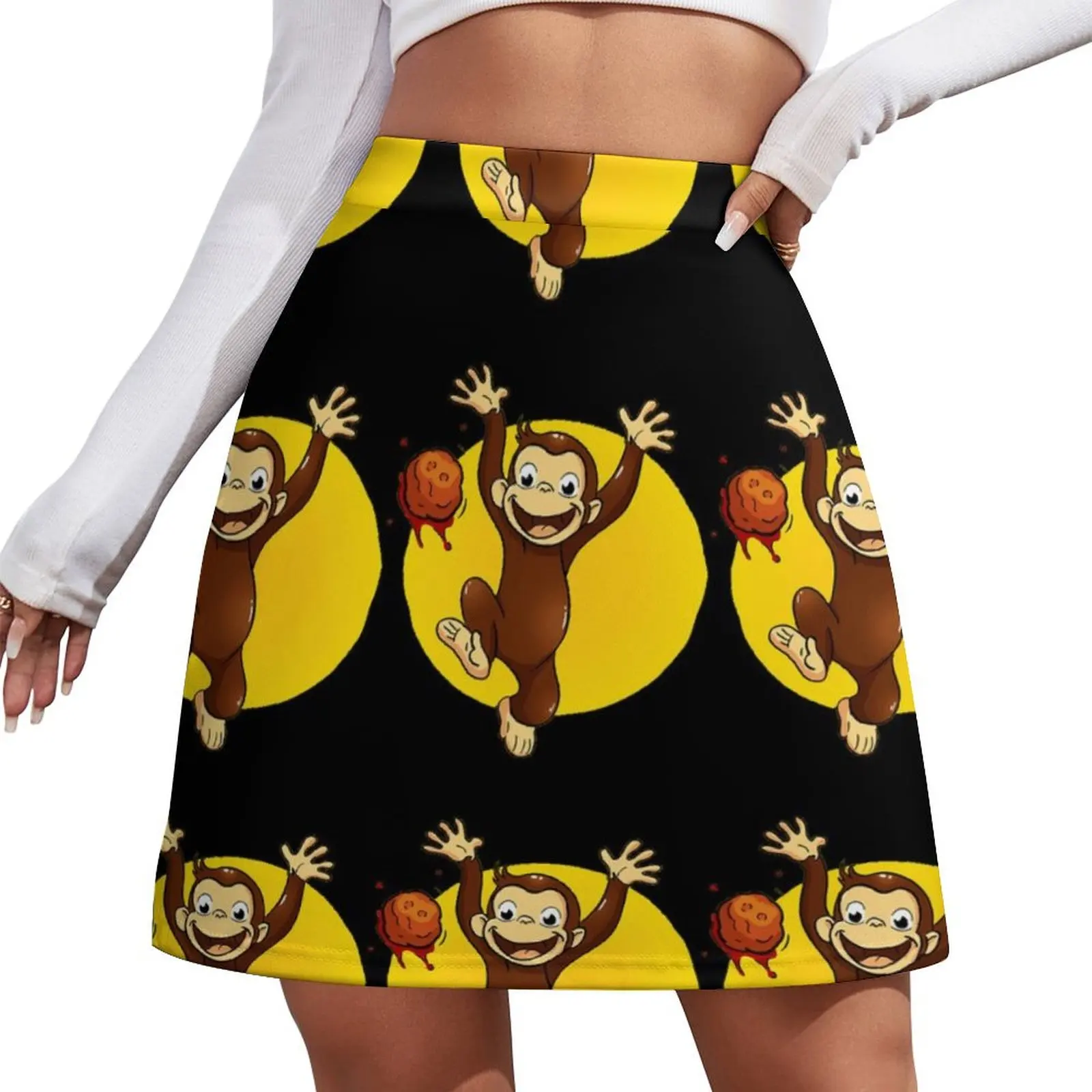 

curious george monkey happynes Mini Skirt korean clothes ladies shorts Mini Skirt