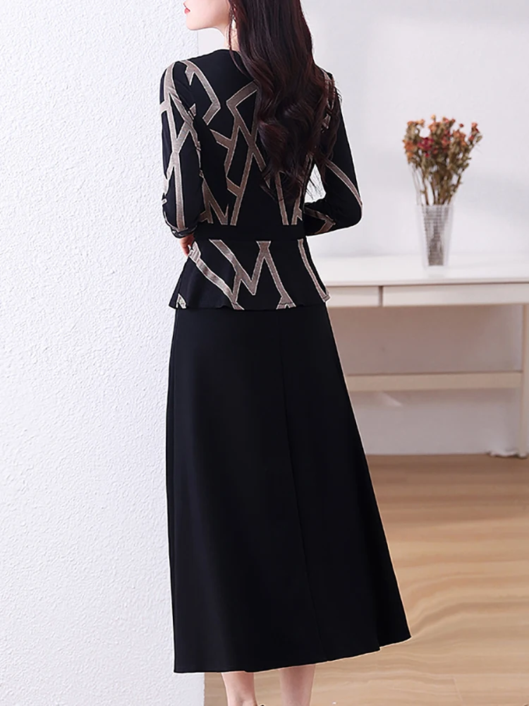 Robe longue bandage rayée patchwork noir pour femme, robe midi de soirée de luxe vintage, élégante, décontractée, formelle, automne, hiver, 2024