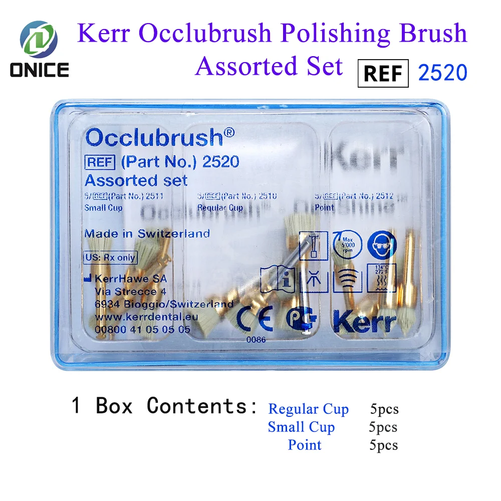 15pcs/box Dental Kerr Occlubrush Polishing Brush Assorted Set REF2520 Dental One-step Polishing Brush System