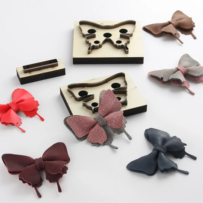 Leather Swallowtail Butterfly Template Wooden Punching Die DIY Handcraft Leather Tool Bowknot Cutting Mould Leather Die Cutter