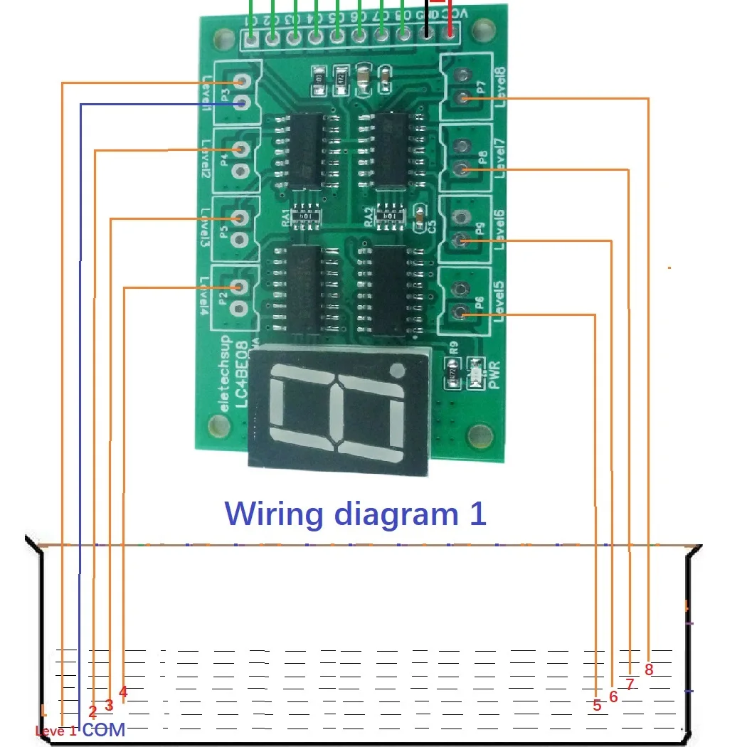

8 Ch Water Level Digital Tube Display Board Controller Liquid Sensor Module for Conductive liquid automatic control