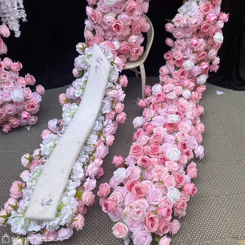 Künstliche rote Rosen Hochzeitsdekoration Tischdekorationen Lange Blumenreihe Sofa-Läufer Blumenarrangement Geburtstagsfeier Event-Requisiten – Detail 5