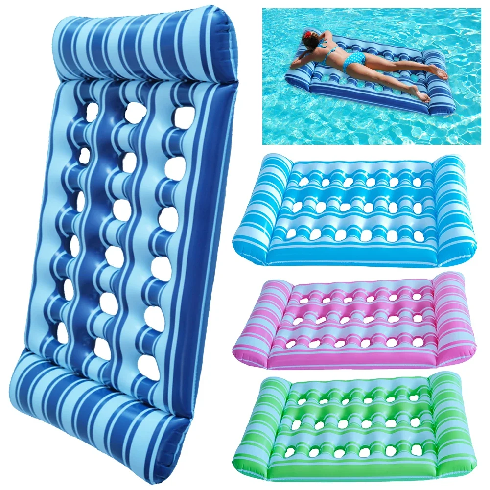 Inflatable Water Sleeping Bed PVC Floating Lounger Air Mattress Foldable Swimming Pool Air Mattress for Swimming Pool Party