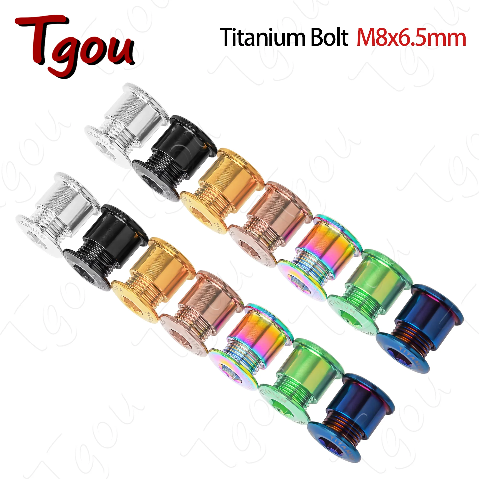 Tgou  6.5mm Titanium Bolt MTB Integrated Crankset - Monoplate Chainwheel Screws for Dental Mountain Bike Cranks