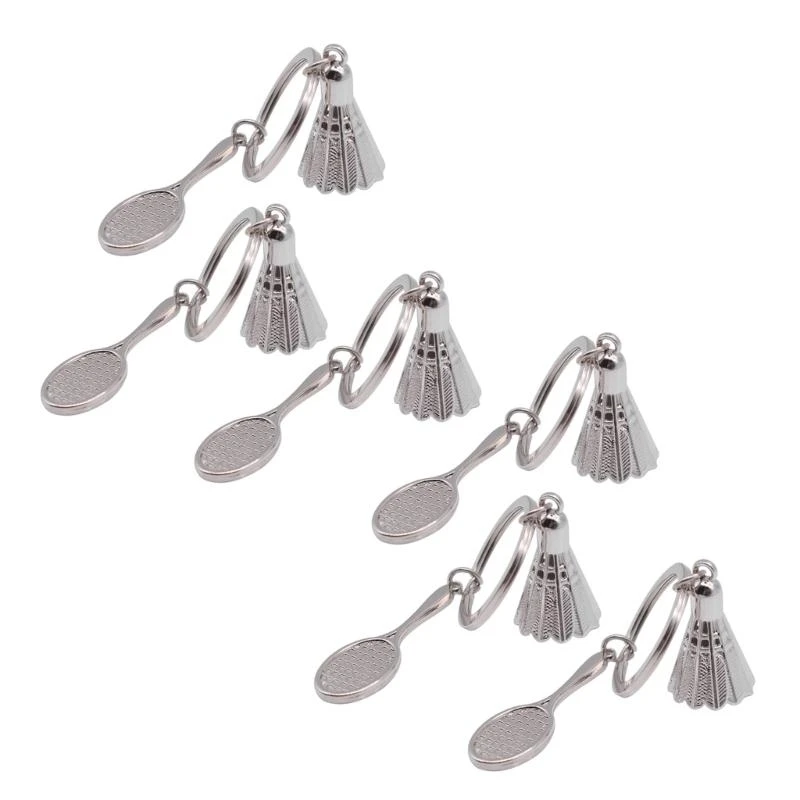 

6x Shuttlecock Keychain Sport Keychain Car Chain Badminton Keyring Ornament