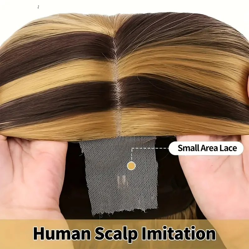 Highlight Glueless Ready To Wear 180% Glueless Preplucked Ready To Go Middle Part Heat Resistant Synthetic Wig For Daily Use