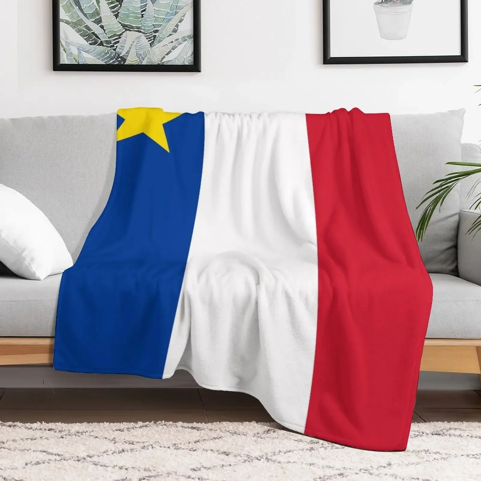 Acadie Acadia Flag blue white red North American New Brunswick Acadian French Canada HD Throw Blanket Kid'S Blankets