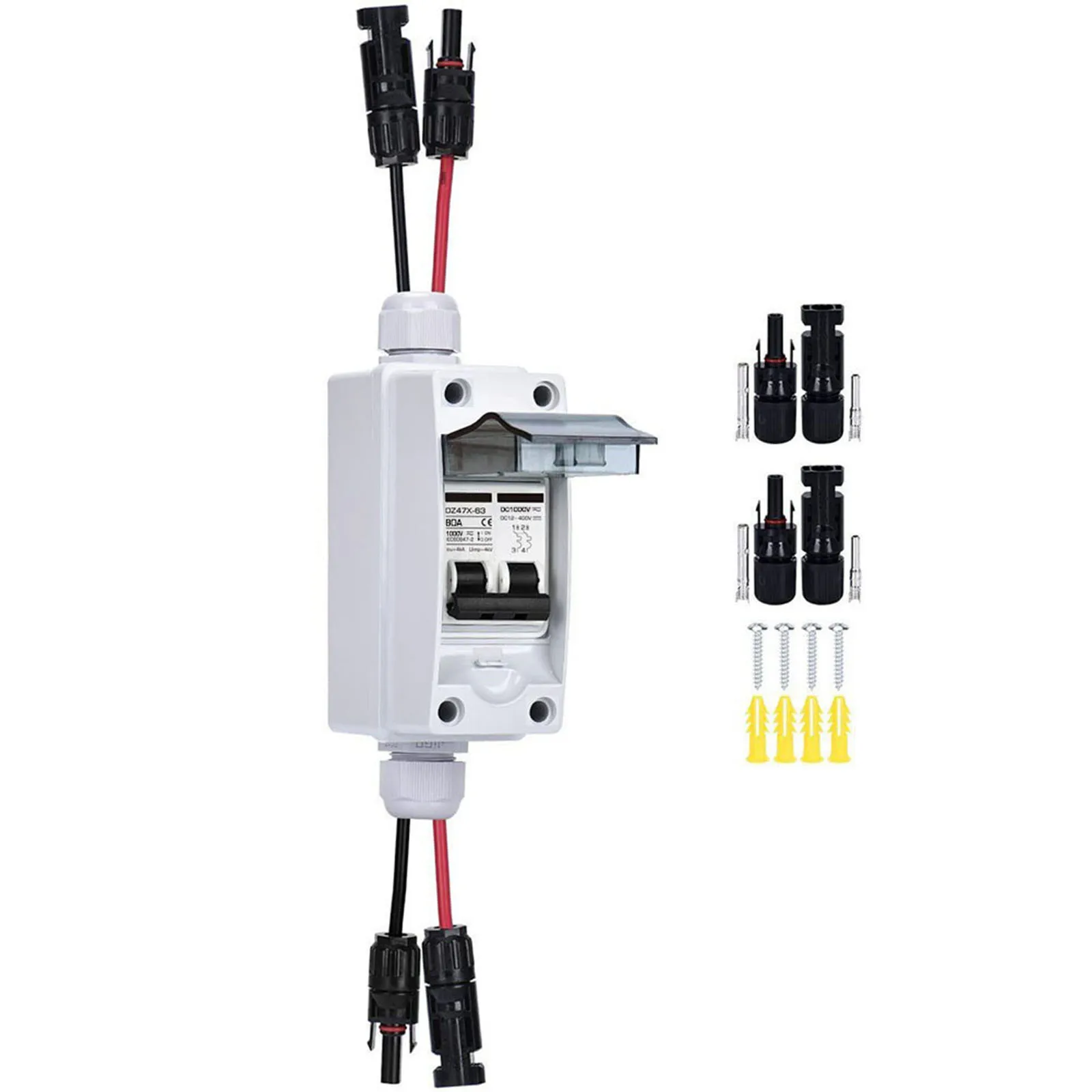 PV Isolator Switch DC1000V 63A IP65 Disconnect Circuit Breaker 2p For Solar Panels Connector Short Circuit Protection