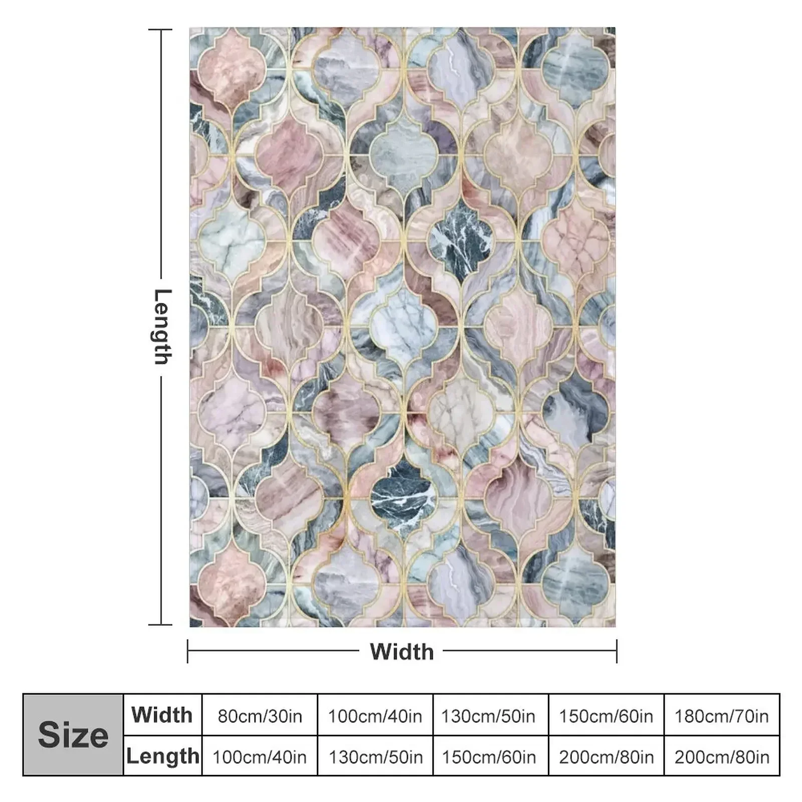 Marble Moroccan Tile Pattern Throw Blanket Nap Luxury Throw Multi-Purpose Hairy Soft Beds Moving Blankets