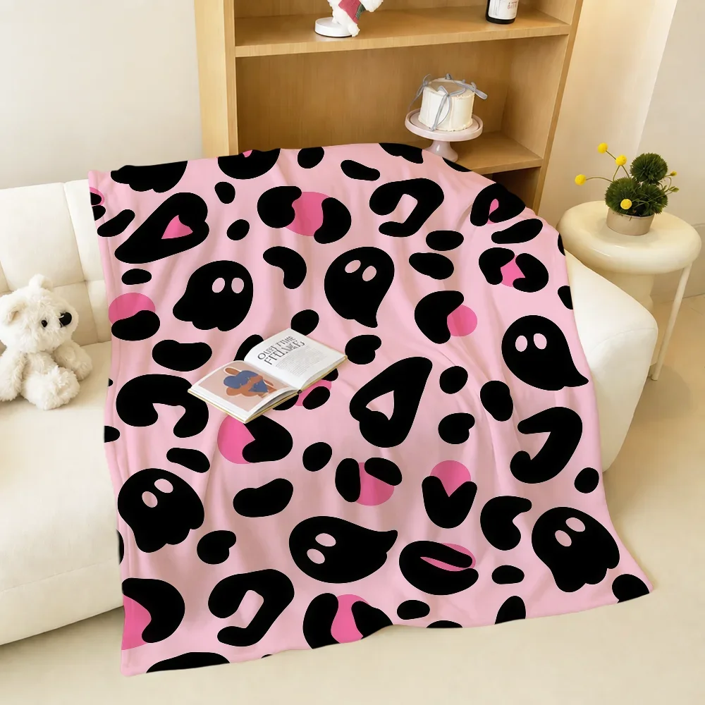 Cute Pink Halloween Art Ghost Pumpkin Warm Soft Plush Blanket For Sofa Living Room Nap Home Bedroom Travel Gift Flannel Hogar