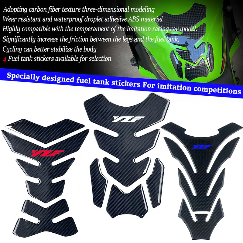 3D Carbon-look Motorcycle Tank Pad Protector Decal Stickers Case Fit For YZF R1 R3 R15 R25 R6 600 R125 1000 YZF R3 YZF R6