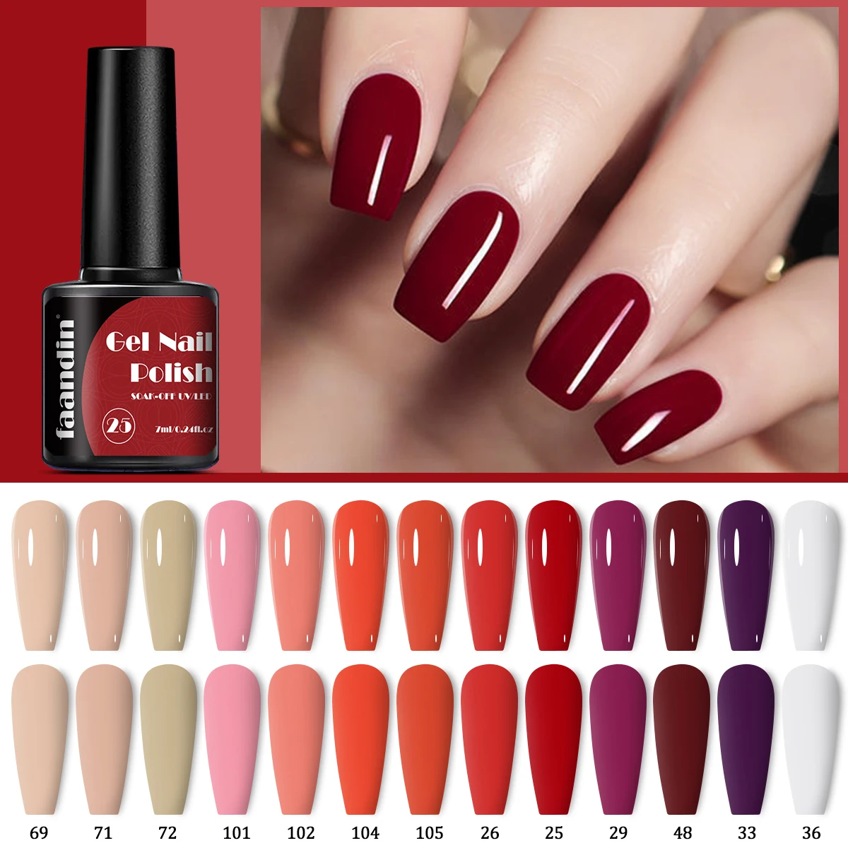 Faandin 3Pcs/Set 7ml*3 Pieces, Thicker Application for Better Results, Full Color, Solid Color Gel Nail Polish Set, Perfect Gift, Strong and Long-Lasting, Not Easy to Fade, Easy to Apply Removable Nail Polish Gel, Essential Item for Proms, Parties, Art Salons, Wholesale Nail Polish Gel for Nail Salons