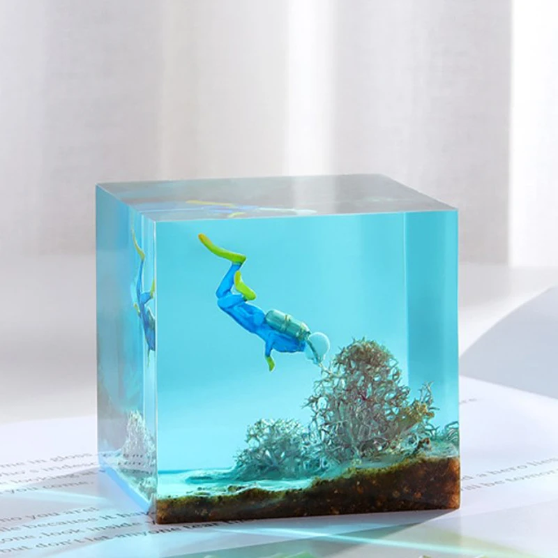 1pc Underwater Dive Figurine Toys Fish Tank Unpainted Miniatures Ocean Diving Diver Action Figures Model Home Decoration
