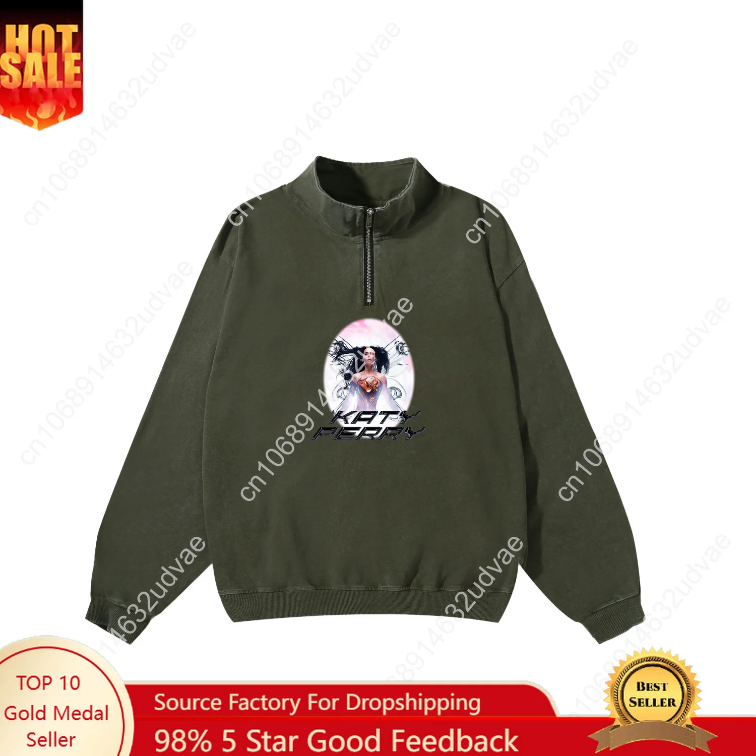 

Katy Perry Retro Sweatshirt Man Woman Teenager Vintage Pullover Half Zipper Sweat Shirt Photo Custom Made Long Sleeved Tshirt