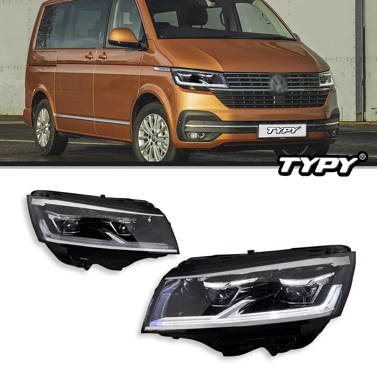 

Автомобильные фары TYPY для VW Multivan T6.1, фары 2019-2022, светодиодные фары для проектора, дневные ходовые огни, автомобильные аксессуары
