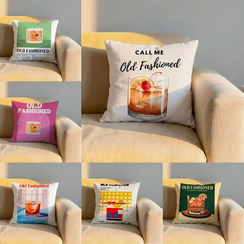 Old Fashioned Cocktail Cushion Cover Soft Reversible & Durable Pillow Cover – Multi-Scene Use for Home & Car Daily Comfort