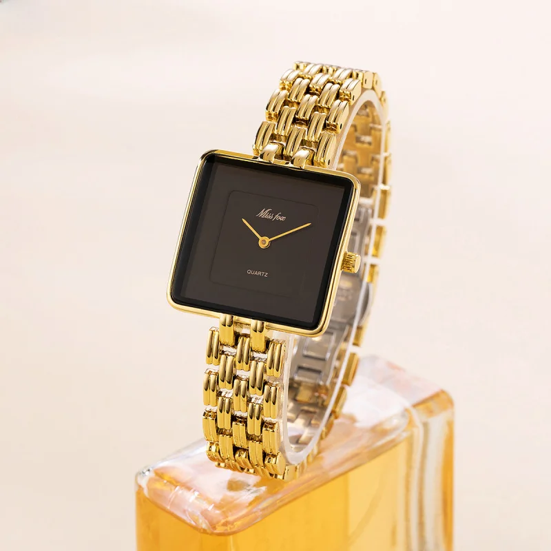 Missfox watch nah osten meist verkaufte produkt mode einfache gold schwarz quadrat quarz dame paar uhr