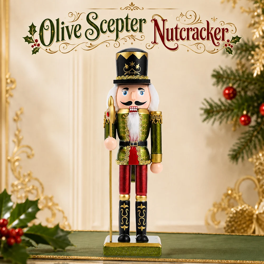 25CM Wooden Nutcracker Soldier Christmas Decorations Tabletop Ornament Figurine Holiday Home Office Decor Xmas New Year Gift