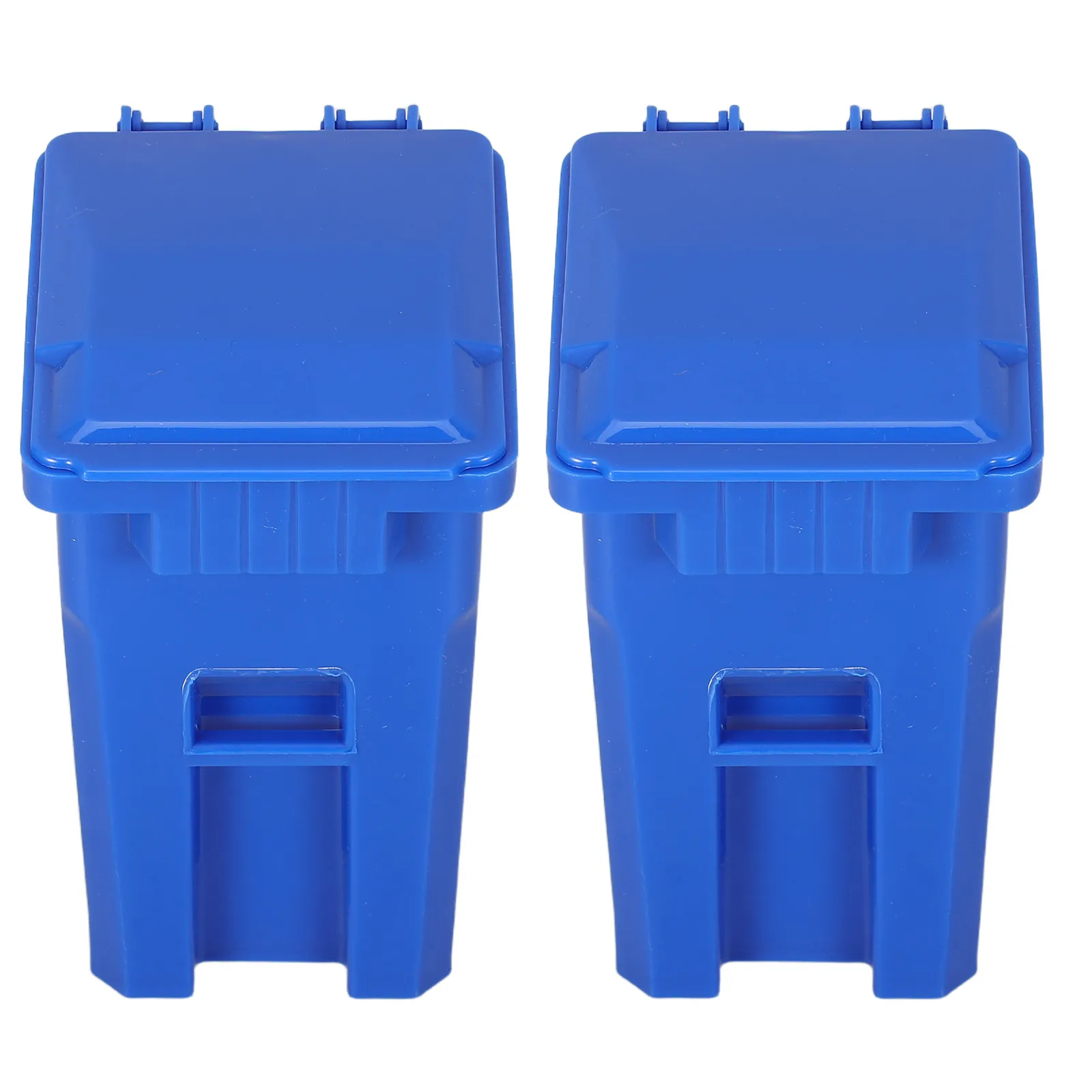 2Pcs Mini Trash Can for Desk Compact Plastic Covered Desktop Waste Bin Pencil Holder Office Garbage Storage Bin Blue