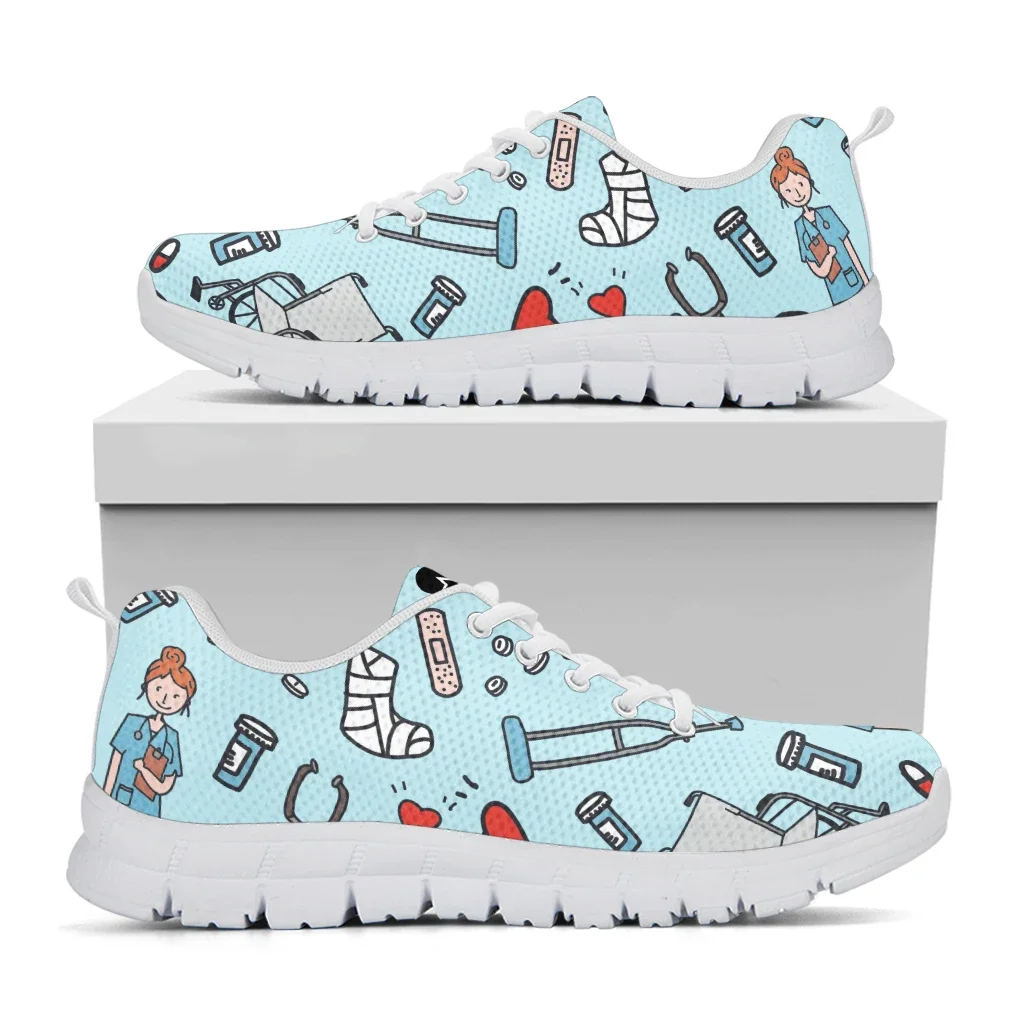 Wiosenne trampki rekreacyjne dla pań ortopedyczny wzór pielęgniarki mieszkania sznurowane buty wygodne obuwie z siatką powietrzną Zapato