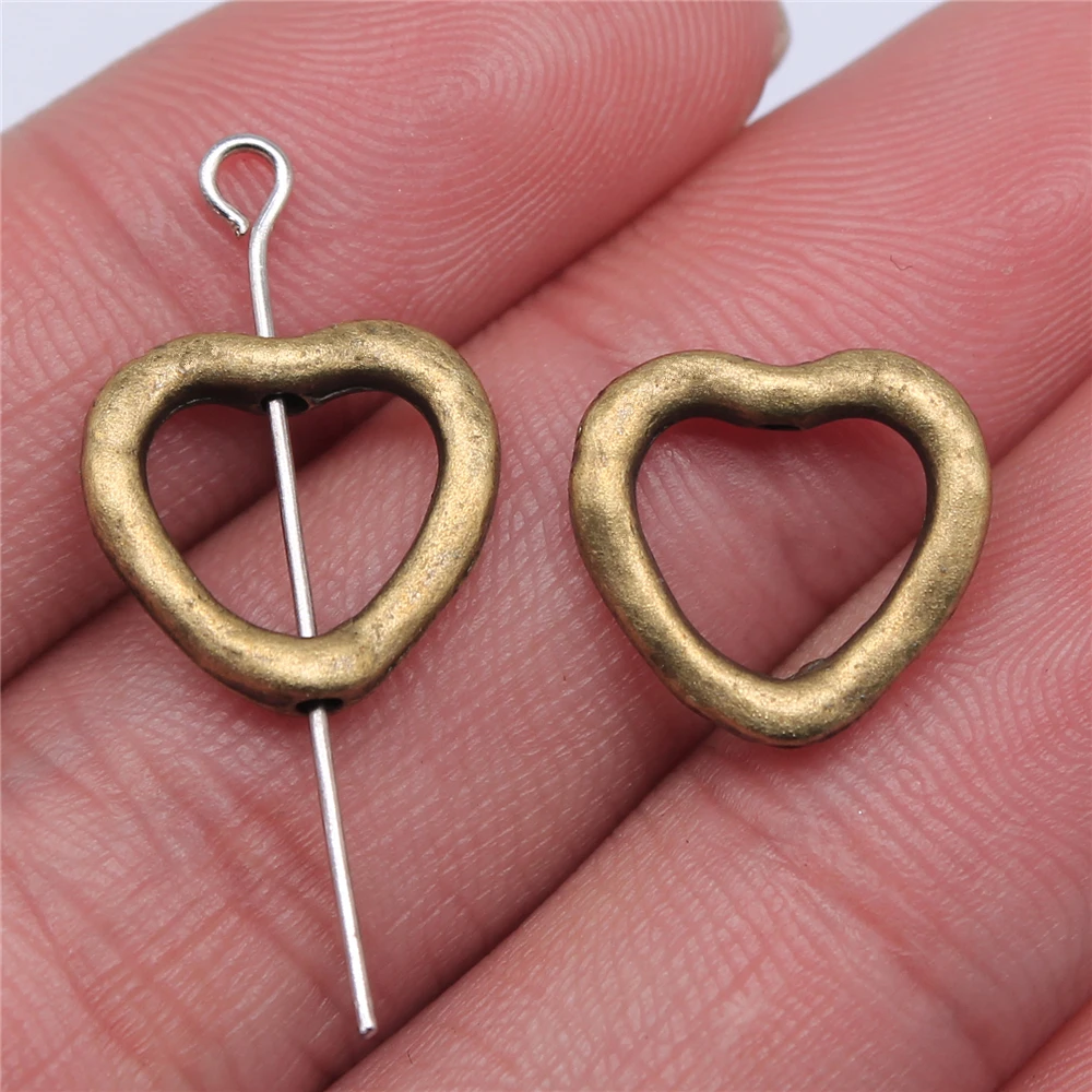 WYSIWYG 20pcs 13x14mm Heart Small Hole Beads Heart European Small DIY Beads Heart Beads Charms