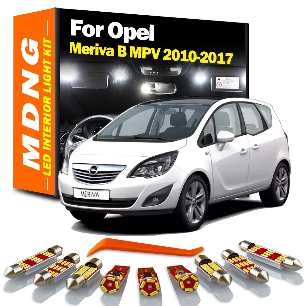 MDNG 11Pcs Canbus LED Interior Dome Map Light Kit For Vauxhall Opel Meriva B MPV 2010-2017 Led Bulbs No Error Car Accessories