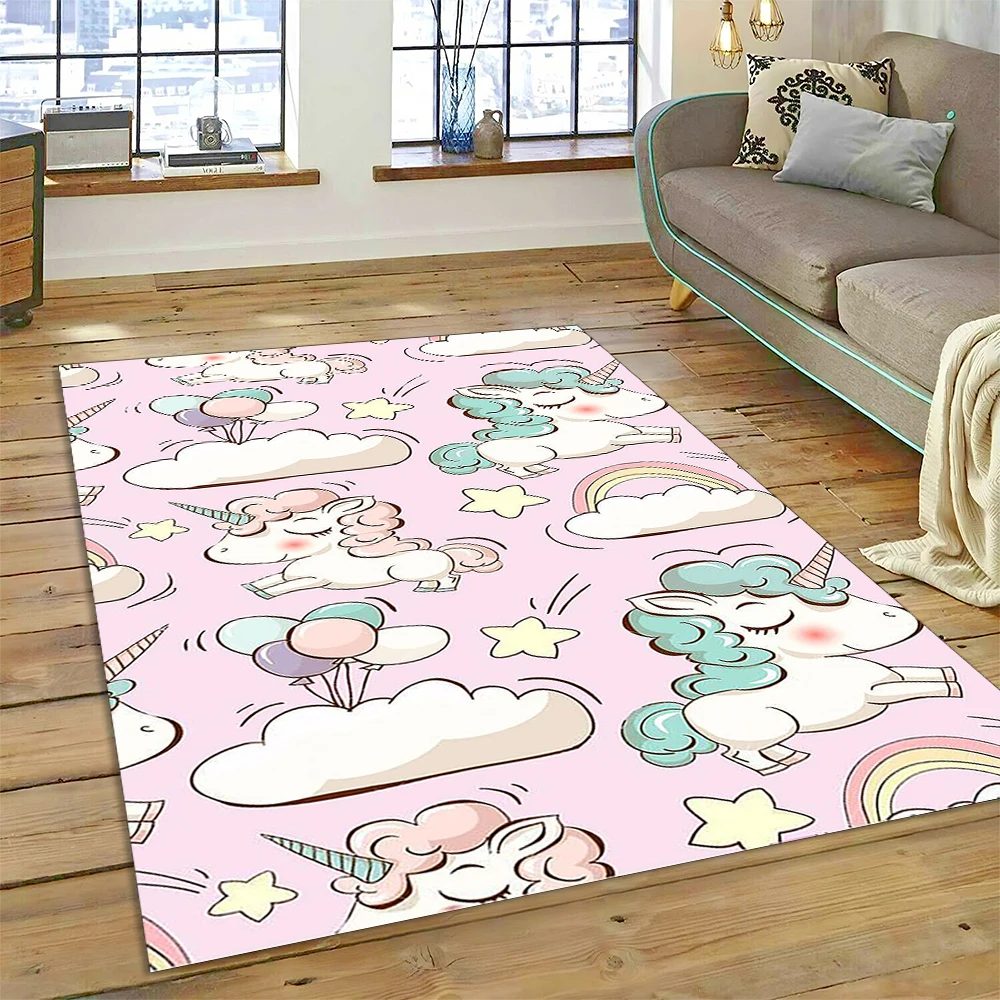 

3D Cute Unicorn Cartoon Animal Carpet Rug for Home Living Room Bedroom Sofa Doormat Decor,Child Play Area Rug Non-slip Floor Mat