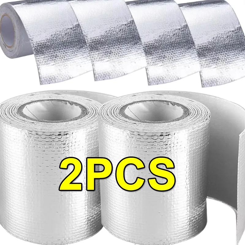 

1/2PCS Car Exhaust Heat Insulation Aluminum Foil Tape Universal Gold/Silver Reflective Self-Adhesive Tape Car Tuning Accessories