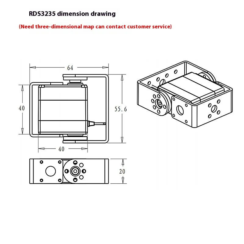 1 pçs hv servo motor de alto torque robô servo 35kg rds3235 metal engrenagem coreless motor digital servo arduino servo para robótico diy