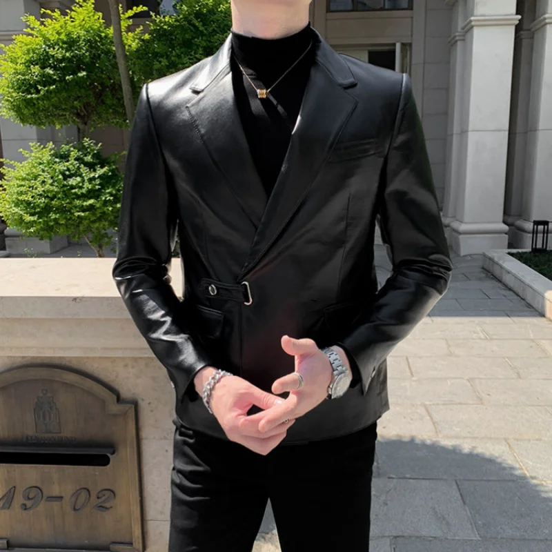 

Autumnwinter High Quality Fashion Slim Business Casual Handsome Leather Europe United States Simple Men Suit Jacket