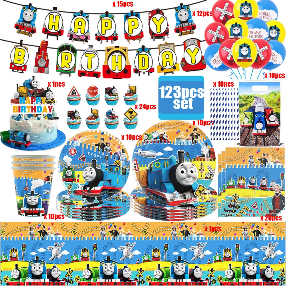 

Thomas and Friends Birthday Decorations Set Train Disposable Tableware Balloons Tablecloth Plate Kids Favor Gifts Party Supplies