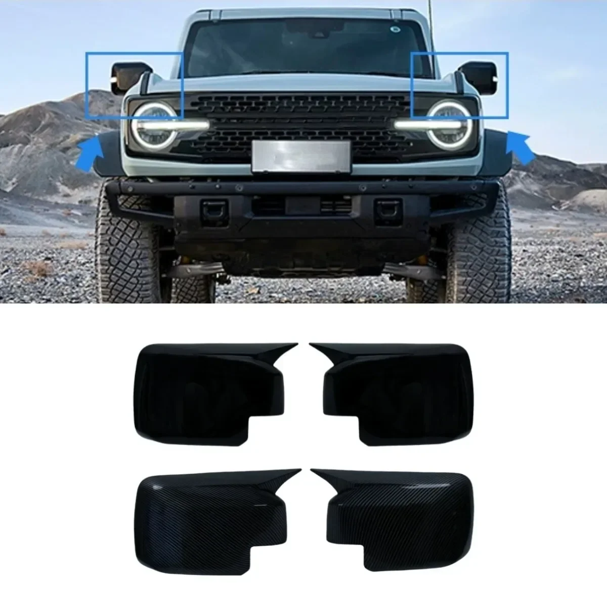 

Car Rearview Cover Protect Mirror Caps Rear View Mirror Cover For Ford Bronco 2021+ Body Kit Car Accessories