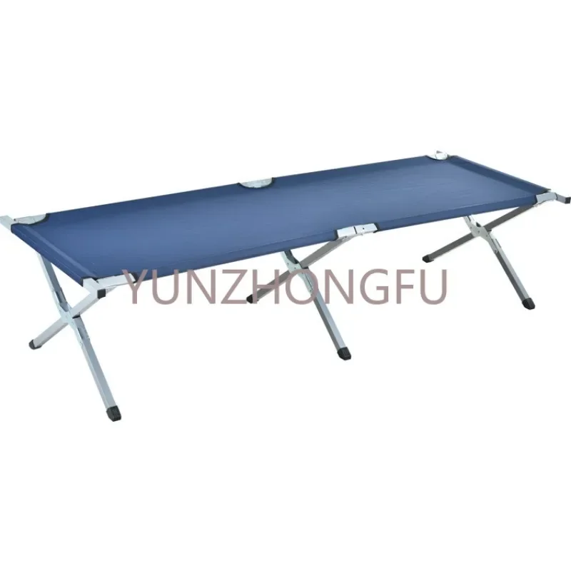 Drop Shipping Metal Bunk Cot Steel Frame Sleep Adjustable Foldable Portable Green Rip Stop Foldable Outdoor Folding Camping Bed