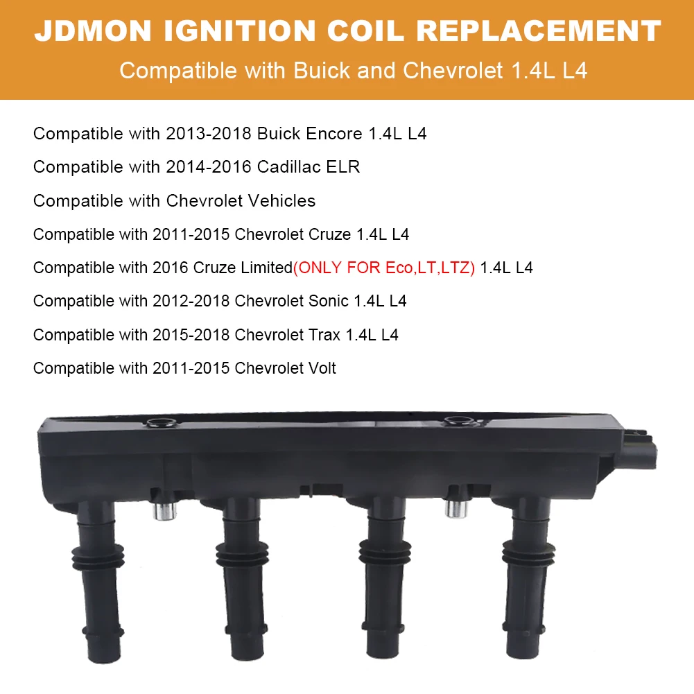 25195107 Ignition Coil 55579072 For Chevrolet Cruze Sonic TRAX 1.2 1.4 2012 Volt Buick Encore 2013-2018 Cadillac ELR 2014-2016