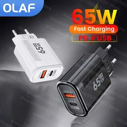 65W USB C Fast Charger GaN Type C PD Mobile Phone Charger Adapter For iPhone EU US Plug Travel Wall Charger For Xiaomi Samsung