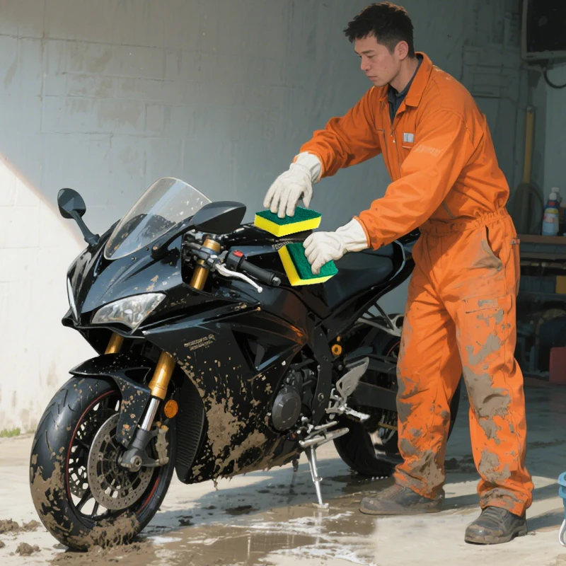 Fotografia 7: Esponja mágica dupla face para motocicletas, panelas e cozinhas - esponja de limpeza de gordura de alta resistência.