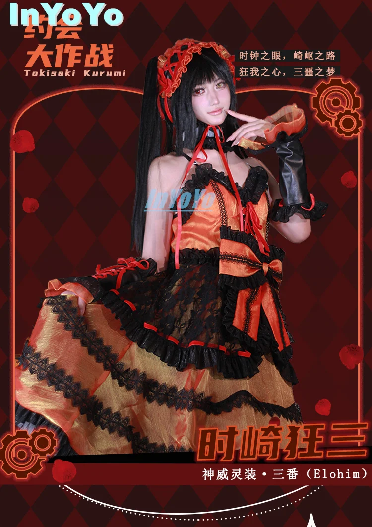 InYoYo-Tokisaki Kurumi Cosplay Costume pour femme, Anime, Lovely Lolita fur s, Py Play, Halloween Outfit, Dadly A Live, Nouveau