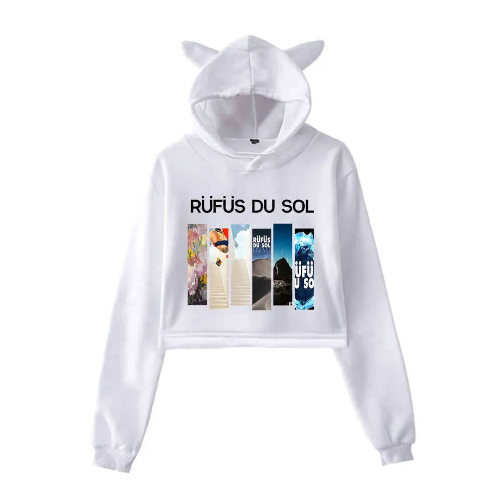 Rufus du Sol Merch เสื้อสเวตเตอร์มีฮู้ดอินเทรนด์สําหรับเด็กผู้หญิงเสื้อสวมหัวหูแมวสวมใส่ทุกวัน