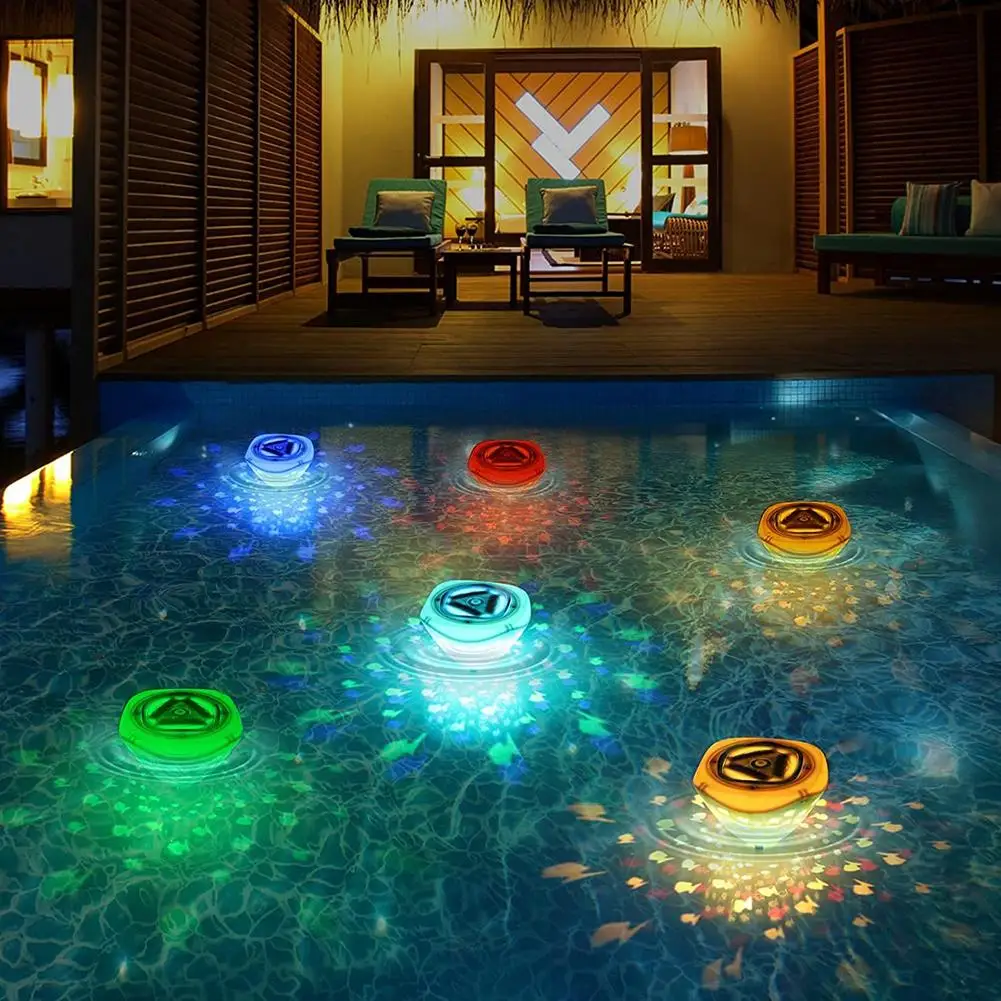 Floating Swim Pool Lights Waterproof Colorful Battery Operaed Submersible Pond Bathtub Hot tub Spa Fountain Projector Kids Gifts